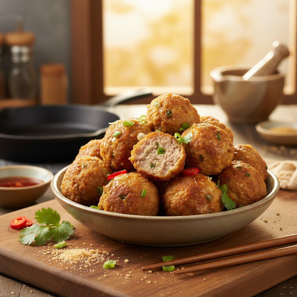 炸肉丸子的家常做法(炸肉丸子的家常做法步骤):外酥里嫩不松散的诀窍