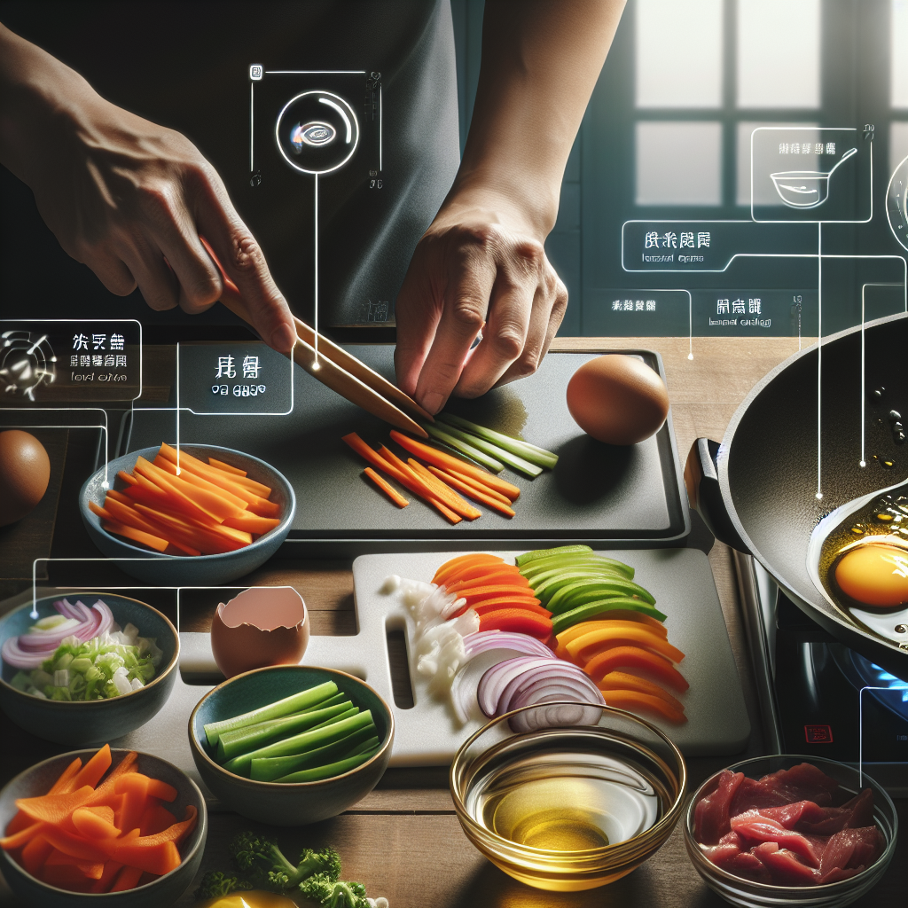 家常菜视频教程重点画面：备菜、油温和下锅状态